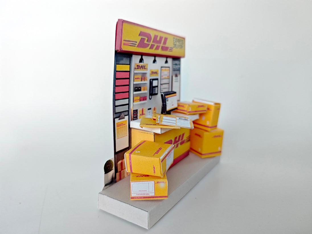 PickScene DHL delivery express counter - DIY miniature scenery kit, instant download template, gift, miniature box, mini delivery, gift box