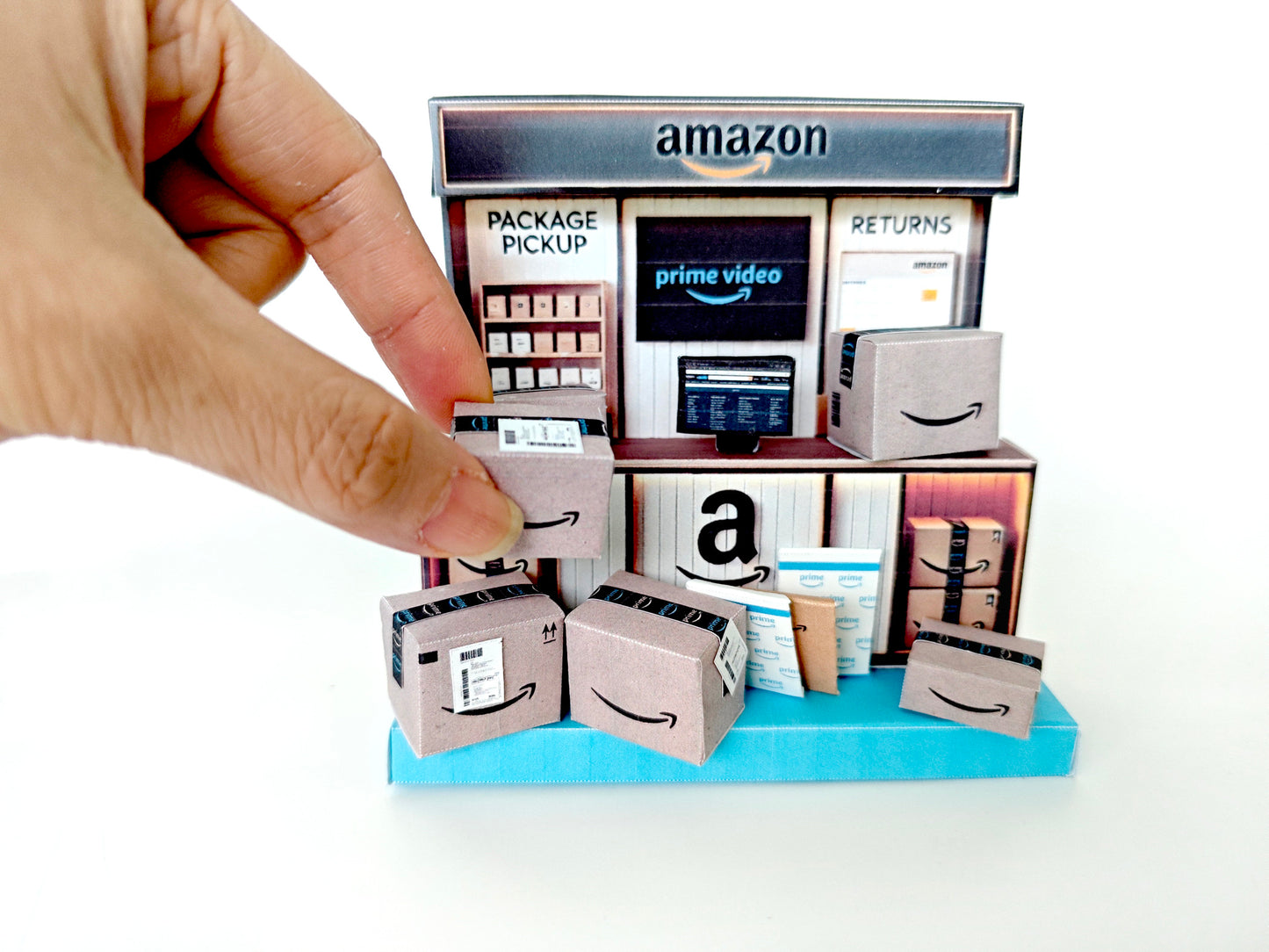 PickScene Amazon Counter - DIY miniature scenery kit, instant download template, gift, miniature package delivery counter