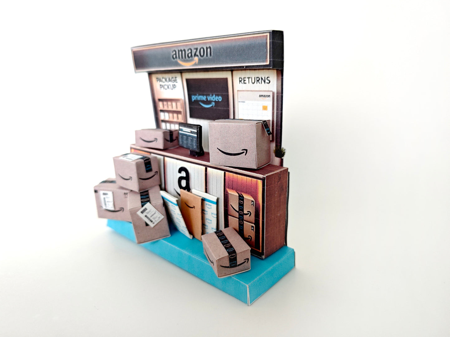 PickScene Amazon Counter - DIY miniature scenery kit, instant download template, gift, miniature package delivery counter