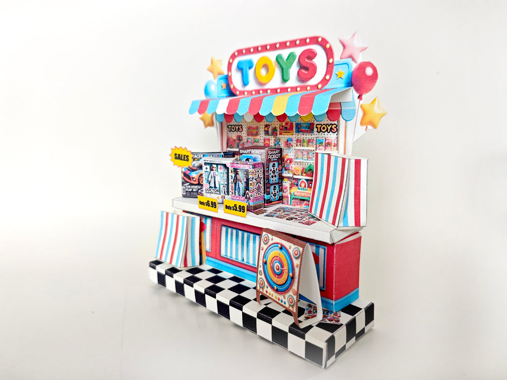 DIY Miniature Toy Shop Stand: Paper Craft Diorama (Digital Download) boxes and bages