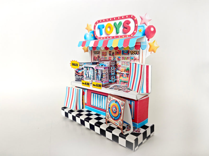 DIY Miniature Toy Shop Stand: Paper Craft Diorama (Digital Download) boxes and bages