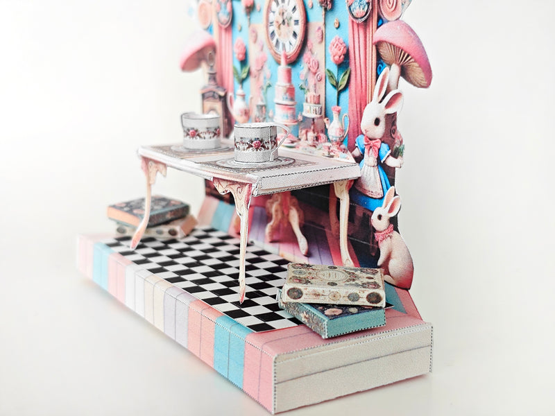 Alice in Wonderland Tea Party Miniature Stand, Printable DIY Kit (PDF Pattern)