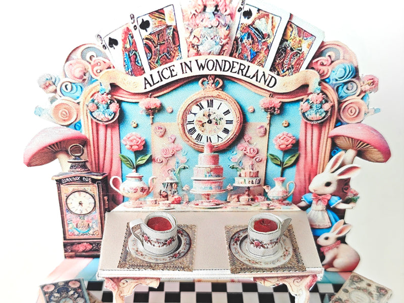 Alice in Wonderland Tea Party Miniature Stand, Printable DIY Kit (PDF Pattern)