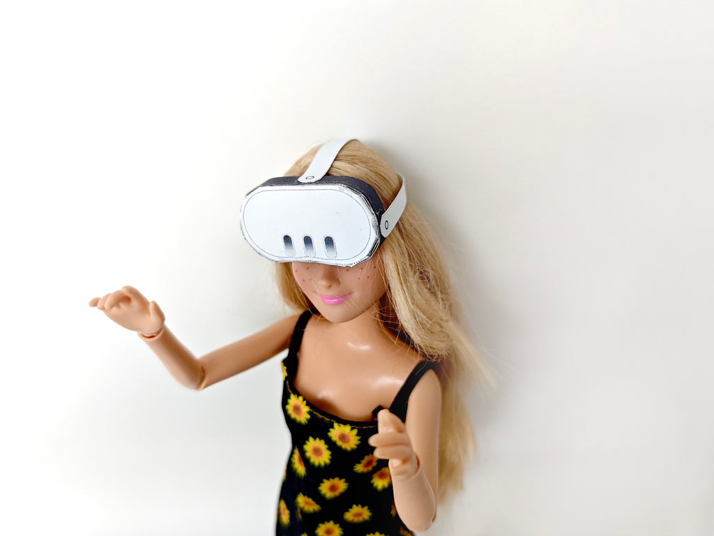 Printable DIY VR Set Christmas gift 30cm dolls 1:6 miniature play, 3D model papercraft
