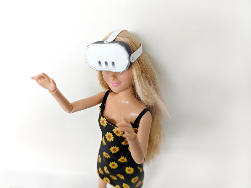 Printable DIY VR Set Christmas gift 30cm dolls 1:6 miniature play, 3D model papercraft