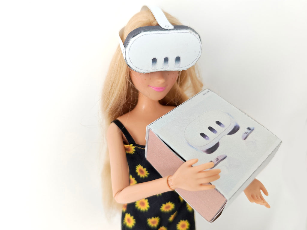 Printable DIY VR Set Christmas gift 30cm dolls 1:6 miniature play, 3D model papercraft