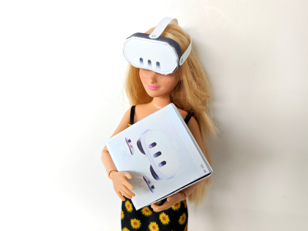 Printable DIY VR Set Christmas gift 30cm dolls 1:6 miniature play, 3D model papercraft