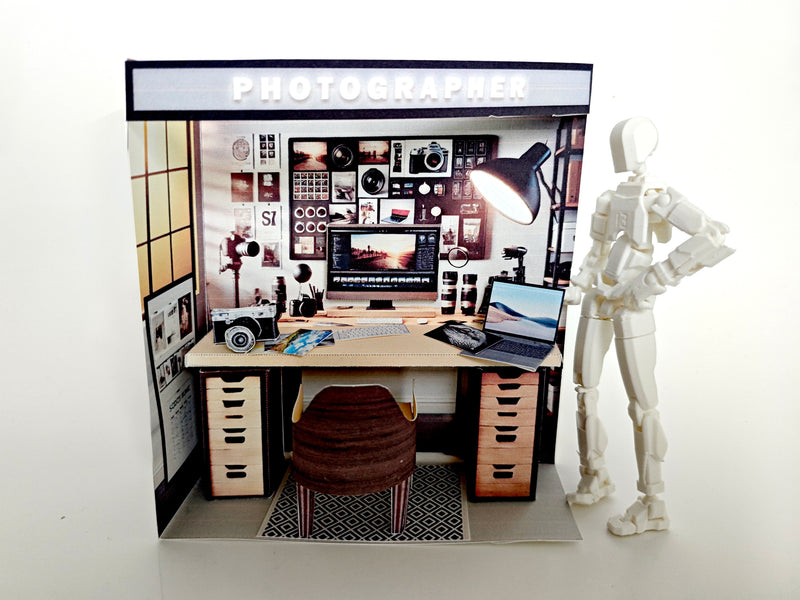 1:12 Scale Photographer Desk Diorama, Dollhouse Miniature (Digital Download)
