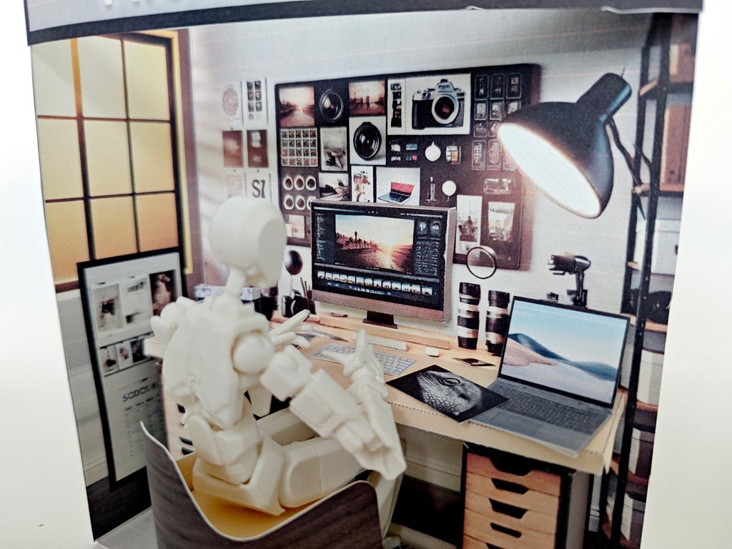 Pick Scene realistic 1:12 photographer working desk-  diorama room, dollhouse, doll scene, camera, photos, working desk
