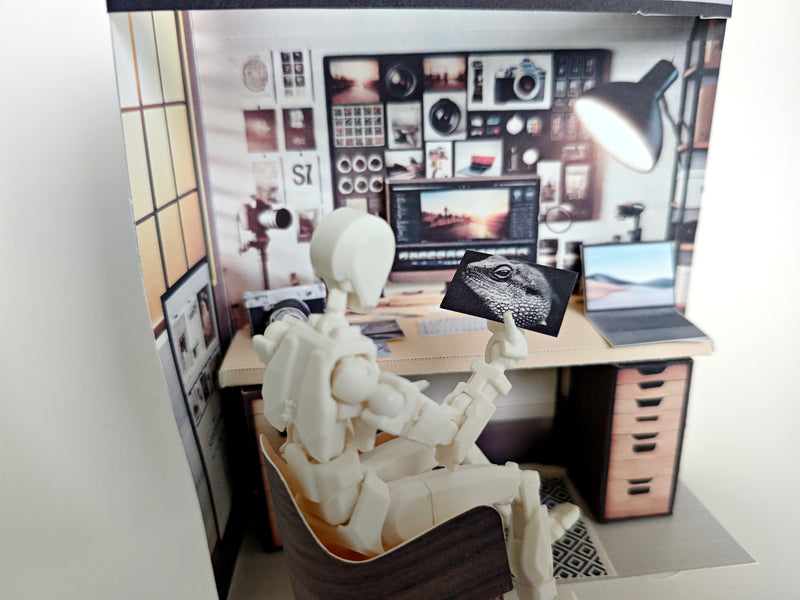 1:12 Scale Photographer Desk Diorama, Dollhouse Miniature (Digital Download)