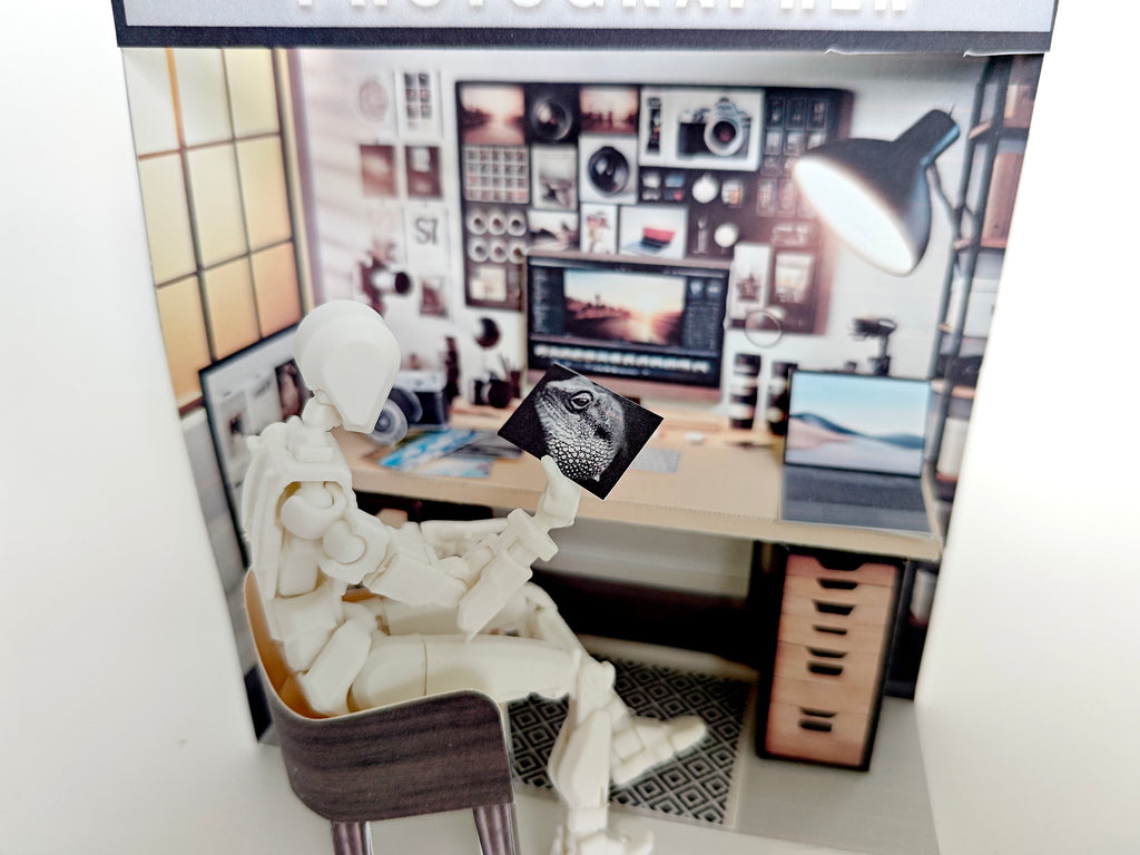 Pick Scene realistic 1:12 photographer working desk-  diorama room, dollhouse, doll scene, camera, photos, working desk
