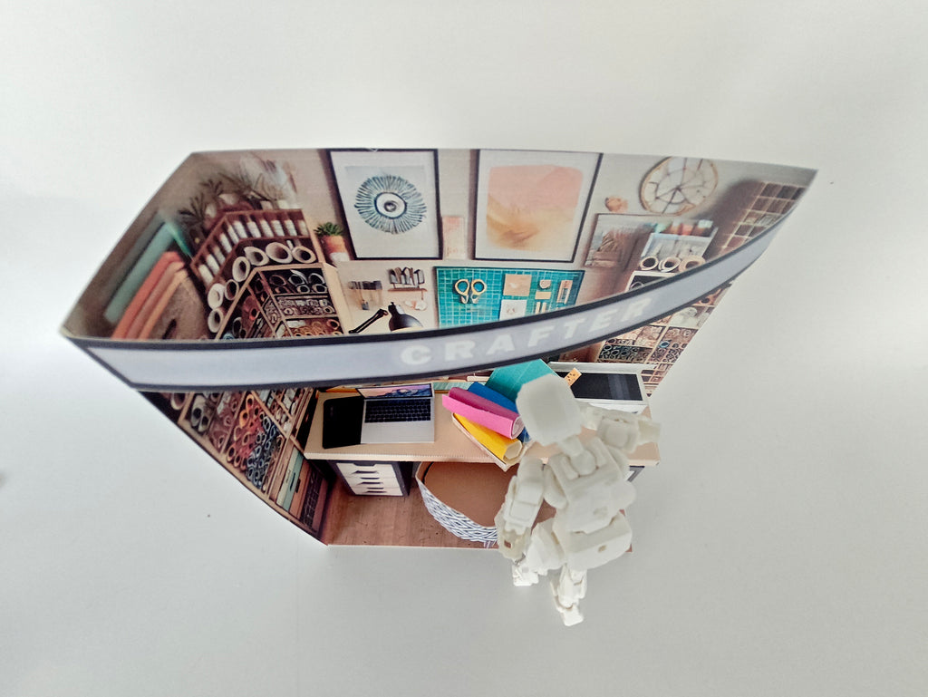 Pick Scene realistic 1:12 Crafter working desk, diorama room, dollhouse, doll scene, Drawing pad, laptop, printer, working desk, study room