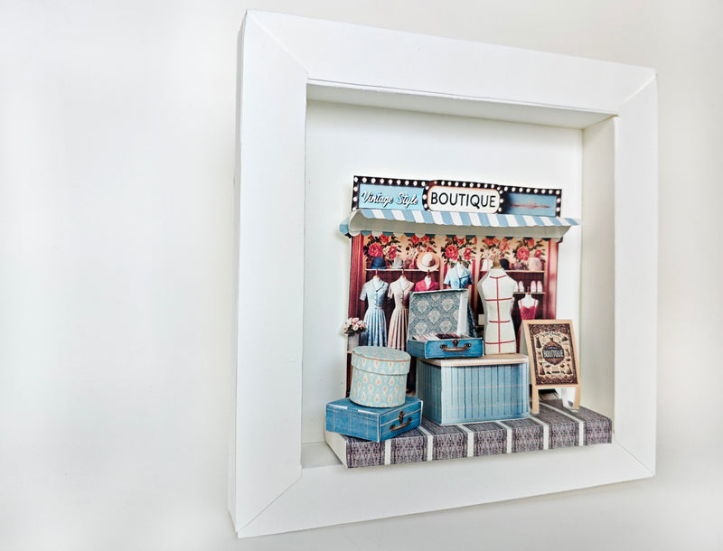 Pick Scene Vintage Boutique Stand - backdrop, diorama,  Hat box, luggage, fashion magazine