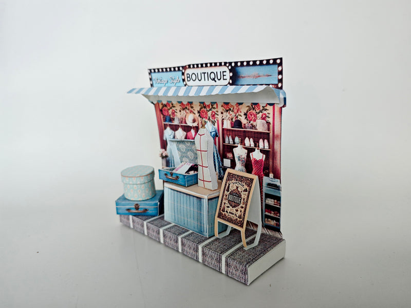 Pick Scene Vintage Boutique Stand - backdrop, diorama,  Hat box, luggage, fashion magazine