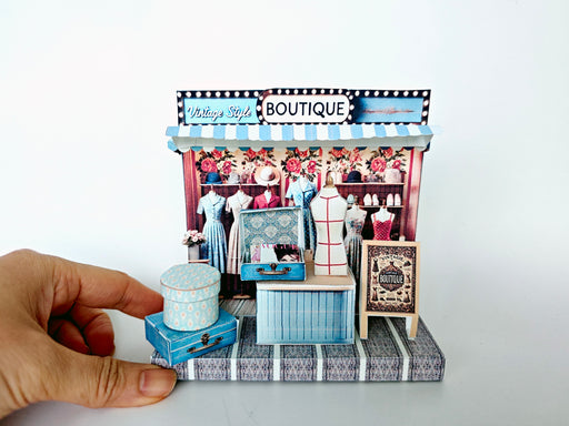 Pick Scene Vintage Boutique Stand - backdrop, diorama,  Hat box, luggage, fashion magazine