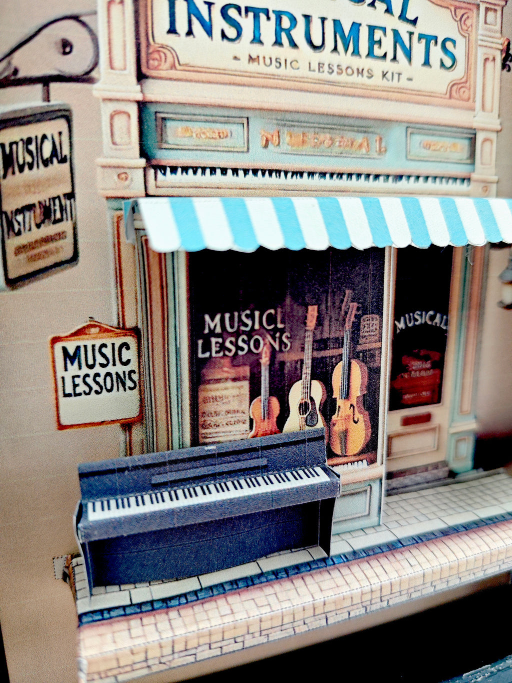 5x7 inches Music Shop Miniature Pop-Up Frame: DIY Shadow Box Gift (Digital Download) piano