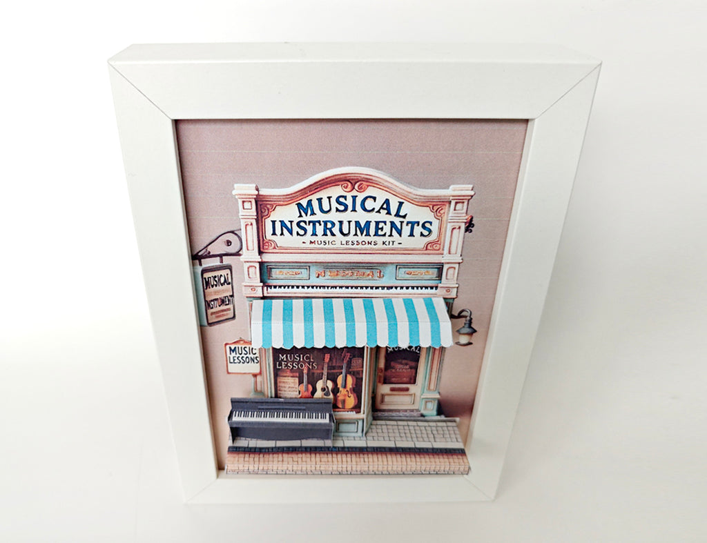5x7 inches Music Shop Miniature Pop-Up Frame: DIY Shadow Box Gift (Digital Download) piano
