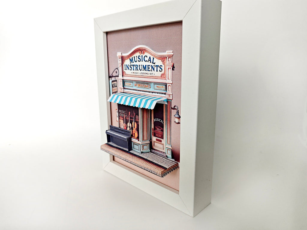 5x7 inches Music Shop Miniature Pop-Up Frame: DIY Shadow Box Gift (Digital Download) piano