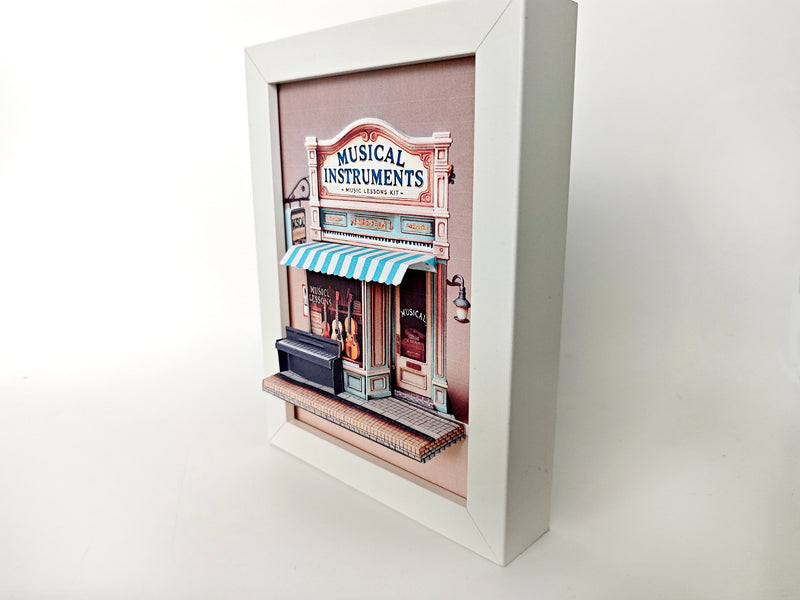 5x7 inches Music Shop Miniature Pop-Up Frame: DIY Shadow Box Gift (Digital Download) piano