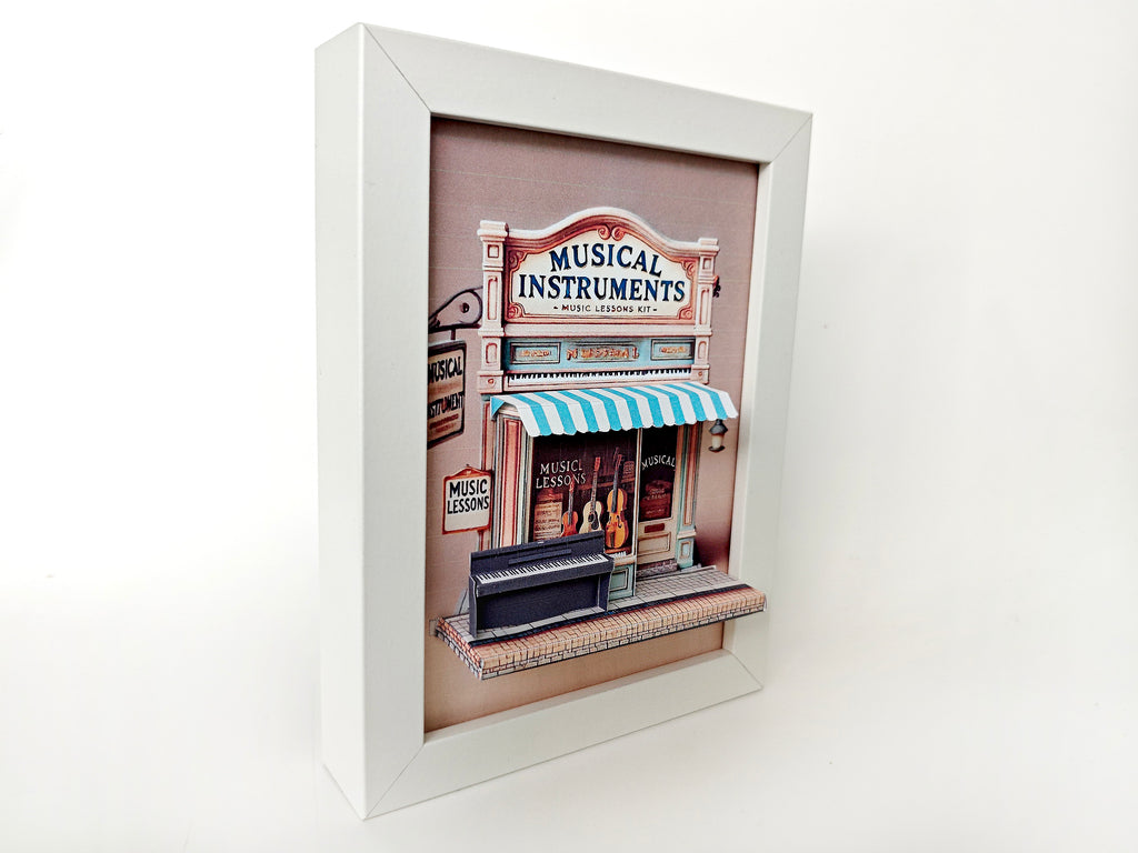 5x7 inches Music Shop Miniature Pop-Up Frame: DIY Shadow Box Gift (Digital Download) piano