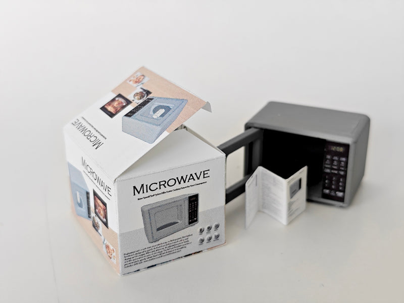 3D printing STL - 1:12 openable Microwave plus box and Manuel, mini cookware, mini pot, kitchen, applicants, cooking scene