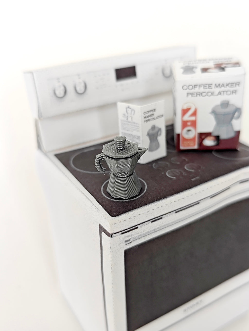 1:12 Stove top coffee maker 3D printable file mini appliances for mini kitchen
