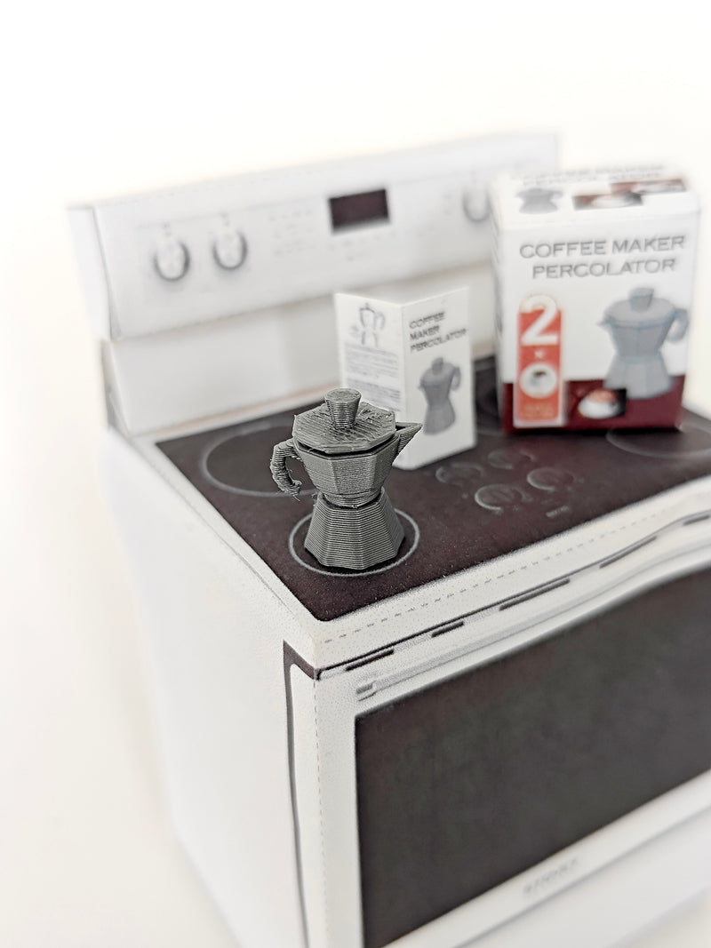 1:12 Stove top coffee maker 3D printable file mini appliances for mini kitchen