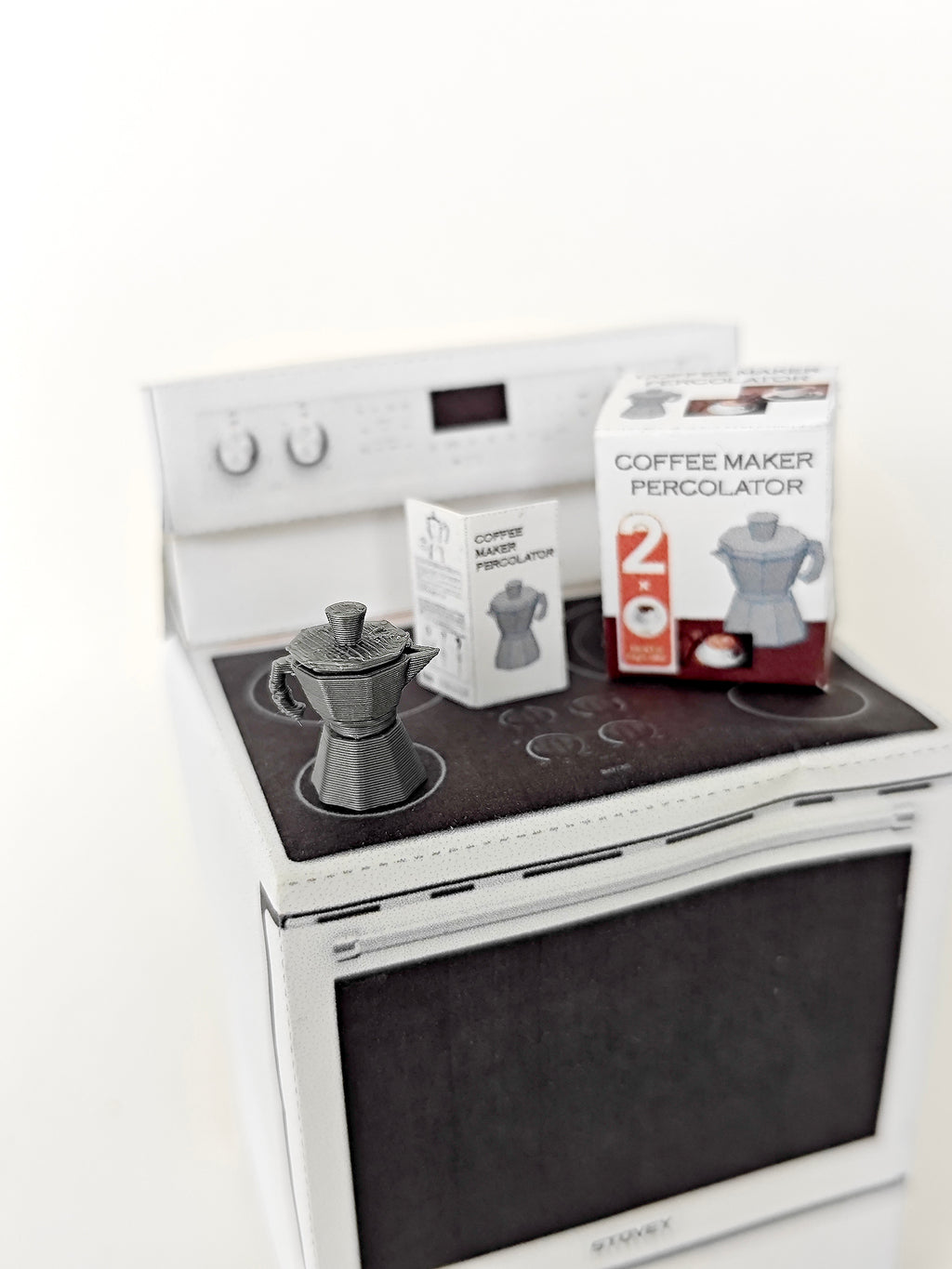 1:12 Stove top coffee maker 3D printable file mini appliances for mini kitchen