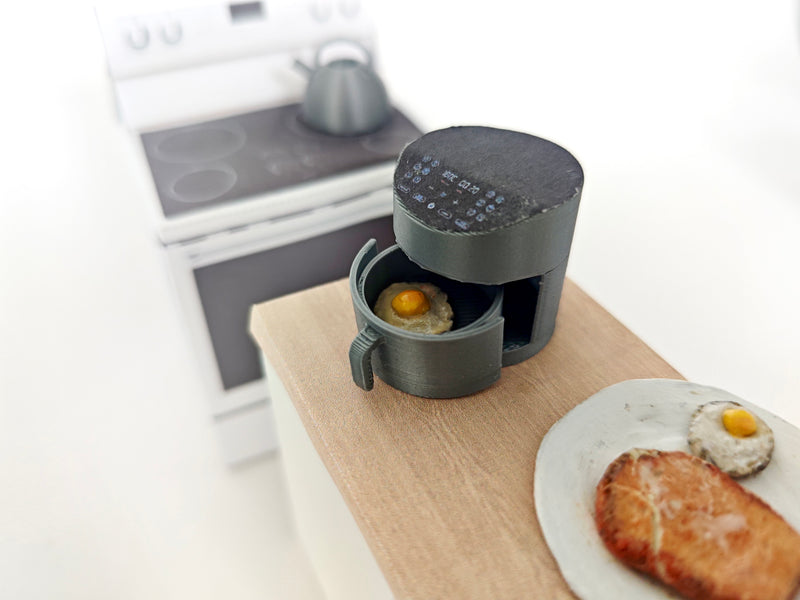 3D printing STL - 1:12 mini Air fryer plus box and Manuel, mini cookware, miniatures, kitchen applicants, mini cooking, real cook