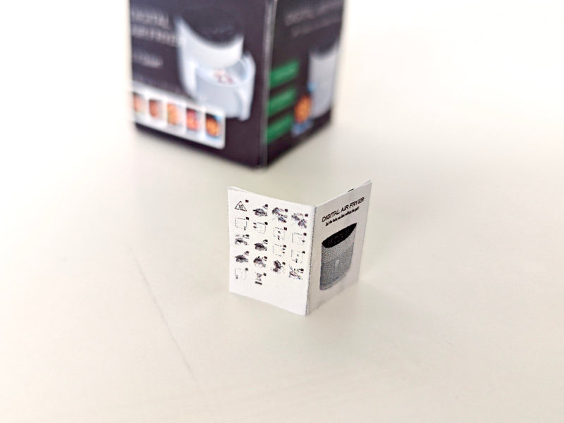 3D printing STL - 1:12 mini Air fryer plus box and Manuel, mini cookware, miniatures, kitchen applicants, mini cooking, real cook
