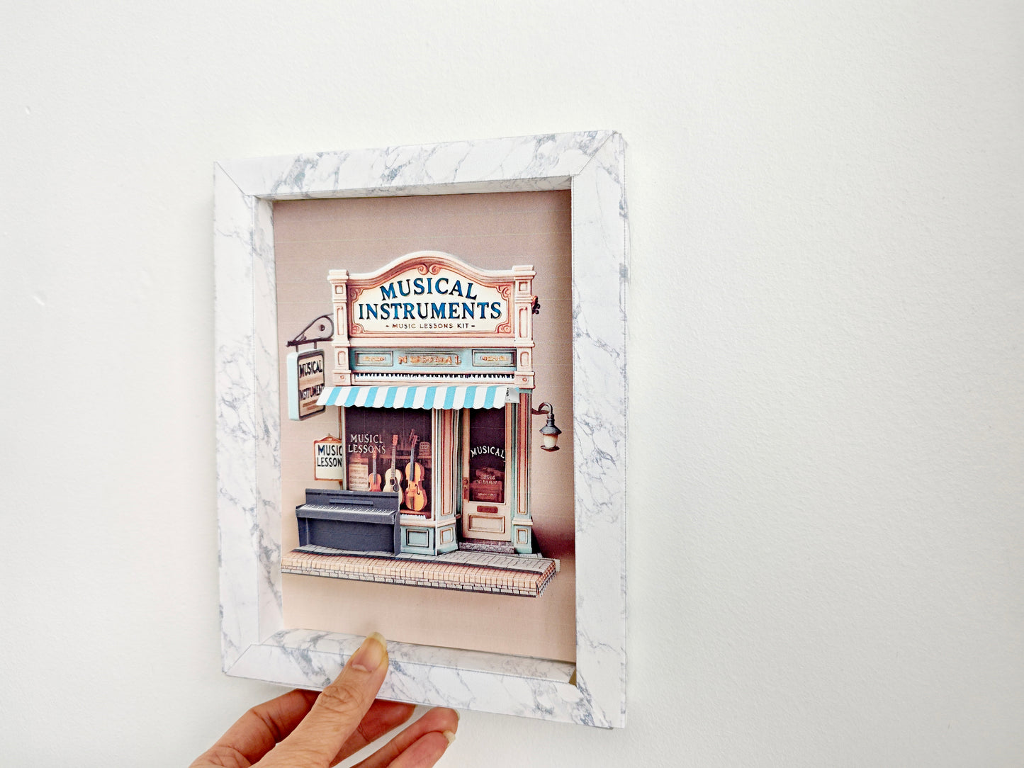 7X5 inches Marble paper photo frame template,  shadow box frame  , empty blank paper frame, 3 card stock papers to print