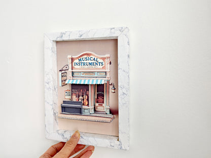 7X5 inches Marble paper photo frame template,  shadow box frame  , empty blank paper frame, 3 card stock papers to print