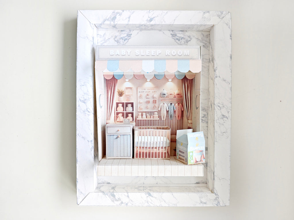 5x7 Marble Paper Shadow Box photo Frame Template (PDF Pattern)