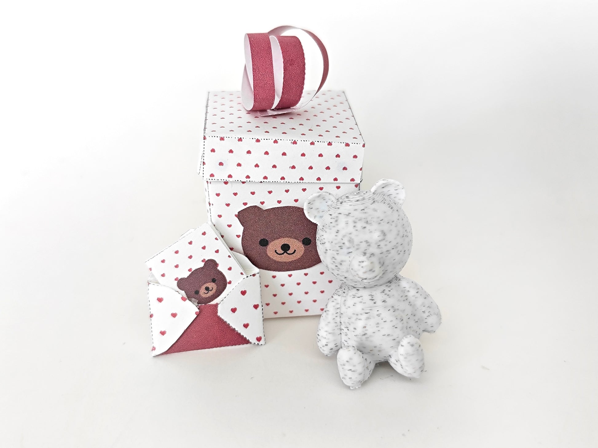 A 3D-printable STL file of a 1:12 scale little bear toy, designed with cute details for a dollhouse Valentine’s Day scene.