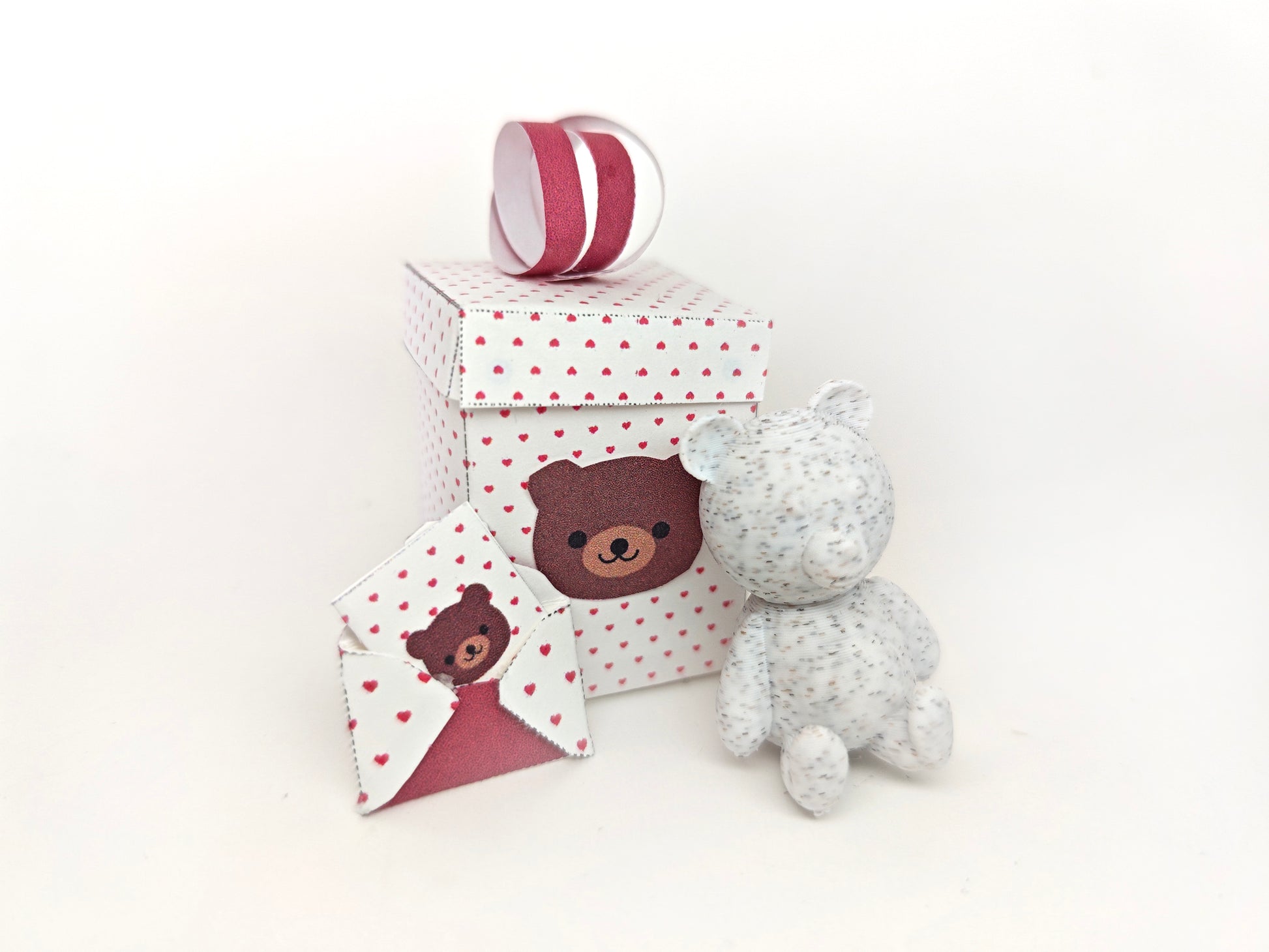 A 3D-printable STL file of a 1:12 scale little bear toy, designed with cute details for a dollhouse Valentine’s Day scene.