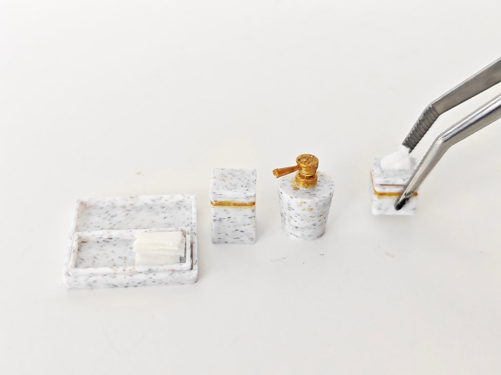 1:12 openable soap bottle and cotton boxes for washroom, 3D printing STL