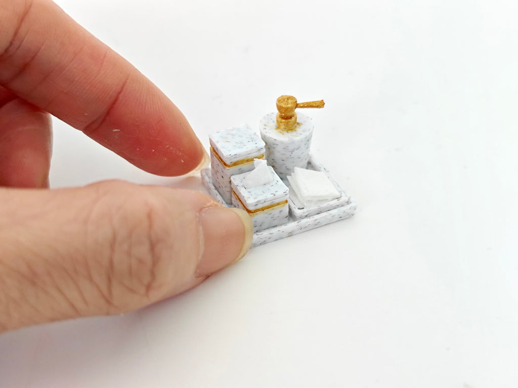 1:12 openable soap bottle and cotton boxes for washroom, 3D printing STL