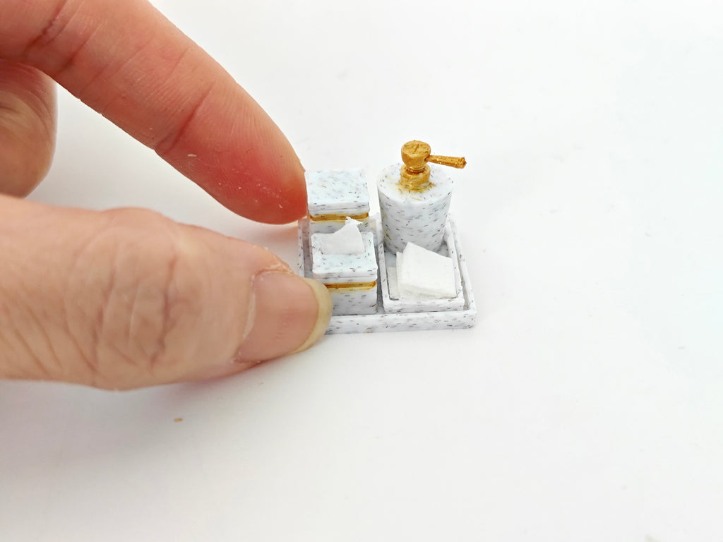 1:12 openable soap bottle and cotton boxes for washroom, 3D printing STL