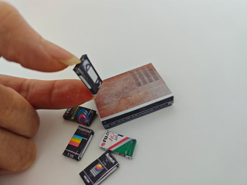 1:12 Scale , 6 items Classic video Tape and record player- Printable Dollhouse decorations - printable miniature template