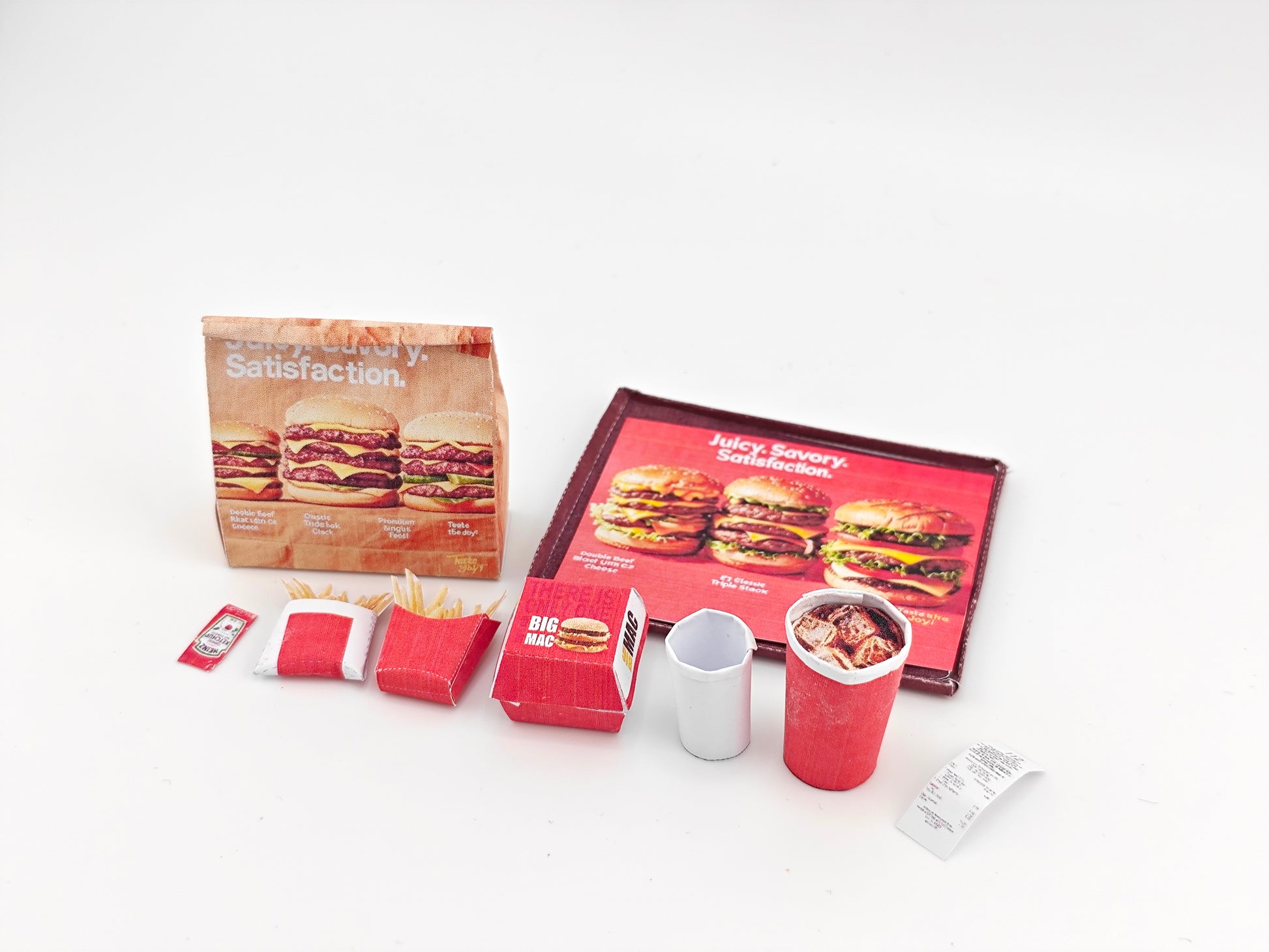 10 pieces Hamburger Meal and fast food Set - Printable Dollhouse Fast Food for doll - Burger, Fries, DIY,  yearly ornament