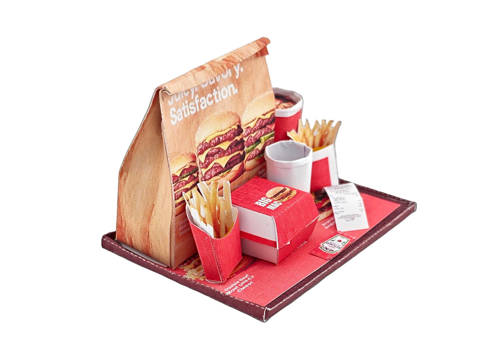 10 pieces Hamburger Meal and fast food Set - Printable Dollhouse Fast Food for doll - Burger, Fries, DIY,  yearly ornament