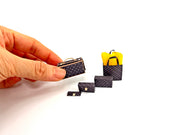 1:12 Luxury brands bags, purse and boxes for dollhouse and department store, 5 items miniatures, luxury house decorations