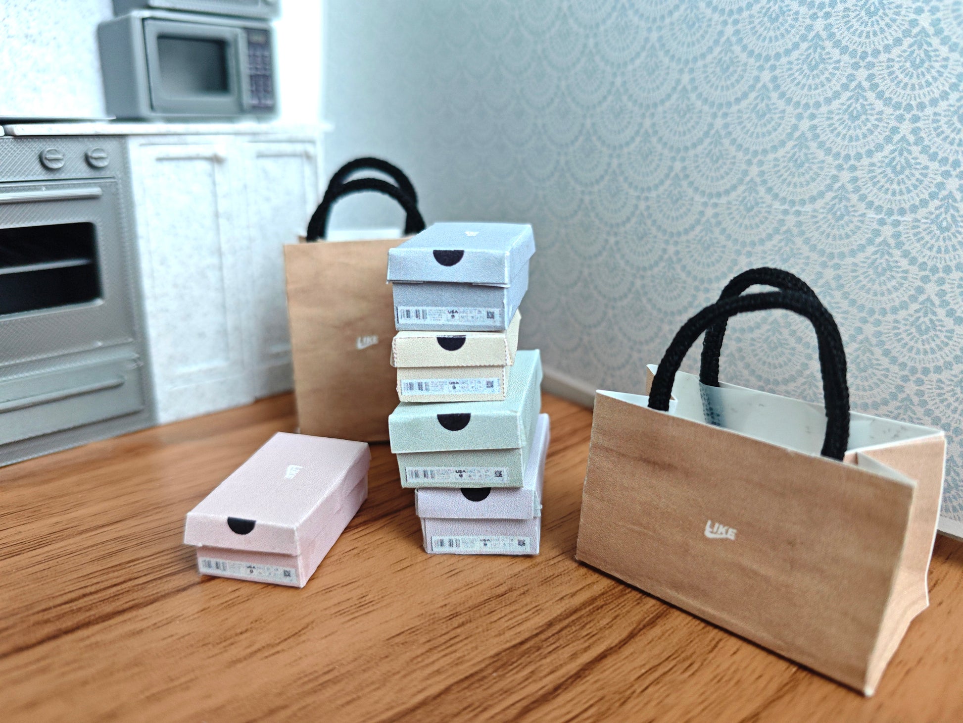 1:12 7 styles Open shoes boxes, Containers for Doll sneakers,  shoes, girl room, bedroom, closet, diorama