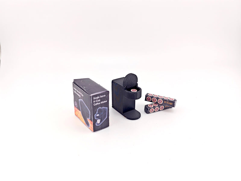 1:12 openable coffee maker and k cup capsule plus box, miniatures, kitchen applicants, mini cooking, real cook, 3D printing STL