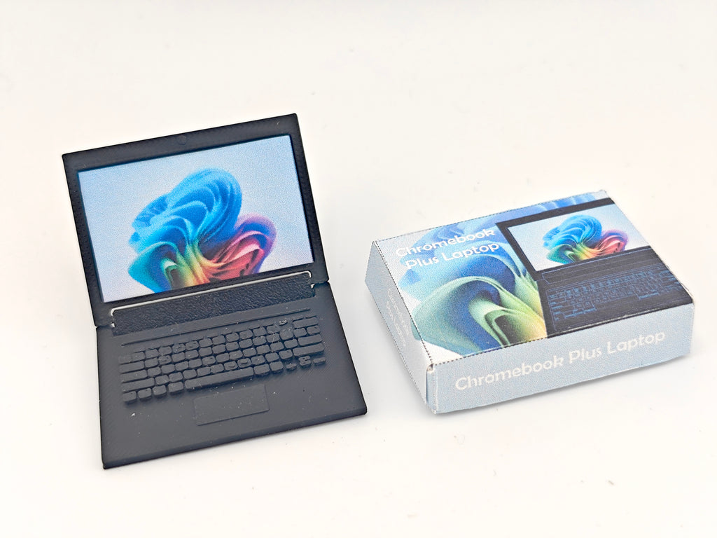 1:12 realism laptop Chromebook plus laptop, foldable, window computer, packaging, dollhouse, stationery, student laptop, 3D STL , dioramas