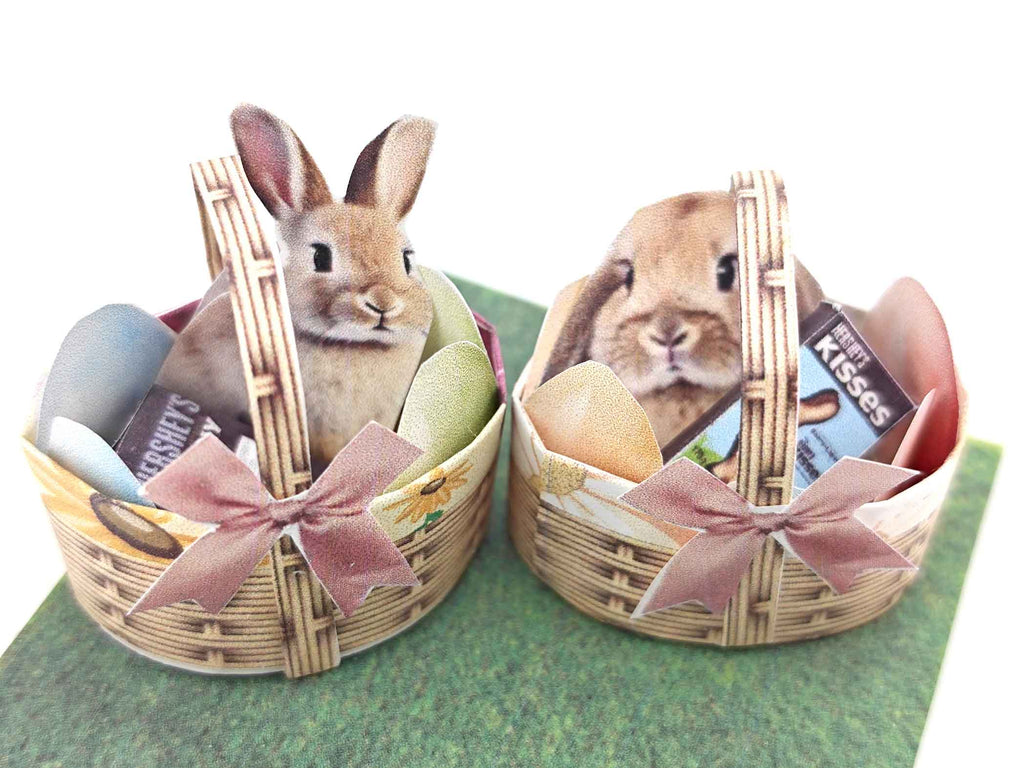 Easter basket for children and 1:12 doll, celebration easter with easter egg and bunny, paper craft idea, fun crafting
