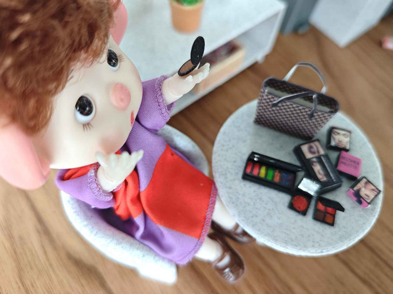 1:12 Make up palette cosmetic set, cosmetic, doll bed room, doll fashion , decoration, clay make up, foundation, eye shadow,  blusher, 3d print, stl