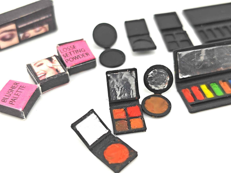 1:12 Make up palette cosmetic set, cosmetic, doll bed room, doll fashion , decoration, clay make up, foundation, eye shadow,  blusher, 3d print, stl