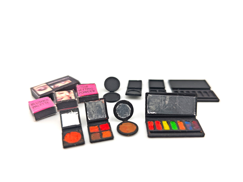 1:12 Make up palette cosmetic set, cosmetic, doll bed room, doll fashion , decoration, clay make up, foundation, eye shadow,  blusher, 3d print, stl