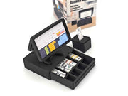 Bring your miniature shop to life with this 1:12 scale all-in-one POS cashier machine! Complete with dual screens, a cash drawer, receipt, and mini money details — perfect for mini marts, doll supermarkets, and store dioramas. A fun and detailed accessory for any dollhouse scene!